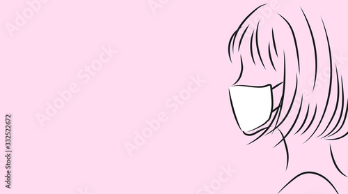 マスクをつけた女性の横顔 ピンク背景のシンプルイラスト Stock Vector Adobe Stock マスクをつけた女性の横顔 ピンク背景のシンプルイラスト Stock Vector Adobe Stock