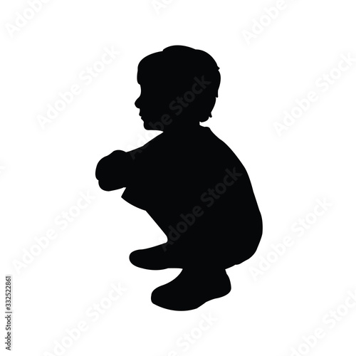 a boy sitting body silhouette vector
