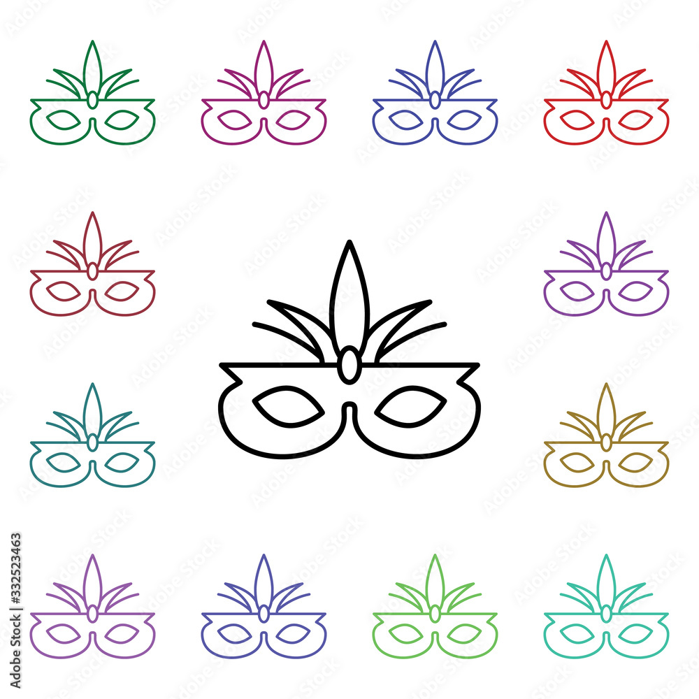 Carnival mask multi color style icon. Simple thin line, outline vector of carnival and amusement icons for ui and ux, website or mobile application Carnival mask multi color style icon. Simple thin line, outline vector of carnival and amusement icons for ui and ux, website or mobile application