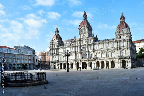 A Coru  a town hall in the Mar  a Pita square. La Coru  a  Galicia. Spain. Europe. October 8  2019 