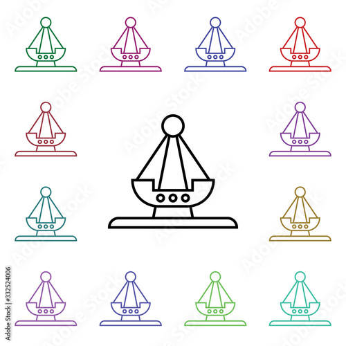 Swing boat multi color style icon. Simple thin line, outline vector of carnival and amusement icons for ui and ux, website or mobile application