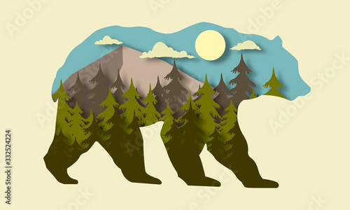bear landscape double exposure