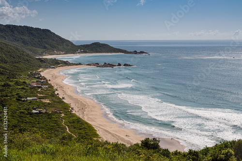 A view of Praia Mole (Mole beach) and Galheta  - popular beachs in Florianopolis, Brazil