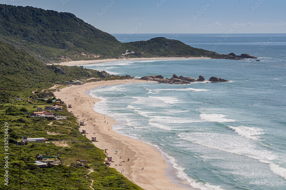 A view of Praia Mole (Mole beach) and Galheta  - popular beachs in Florianopolis, Brazil