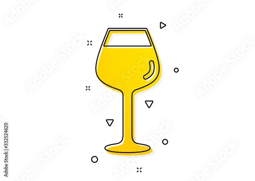 Bordeaux glass sign. Wine glass icon. Yellow circles pattern. Classic bordeaux glass icon. Geometric elements. Vector