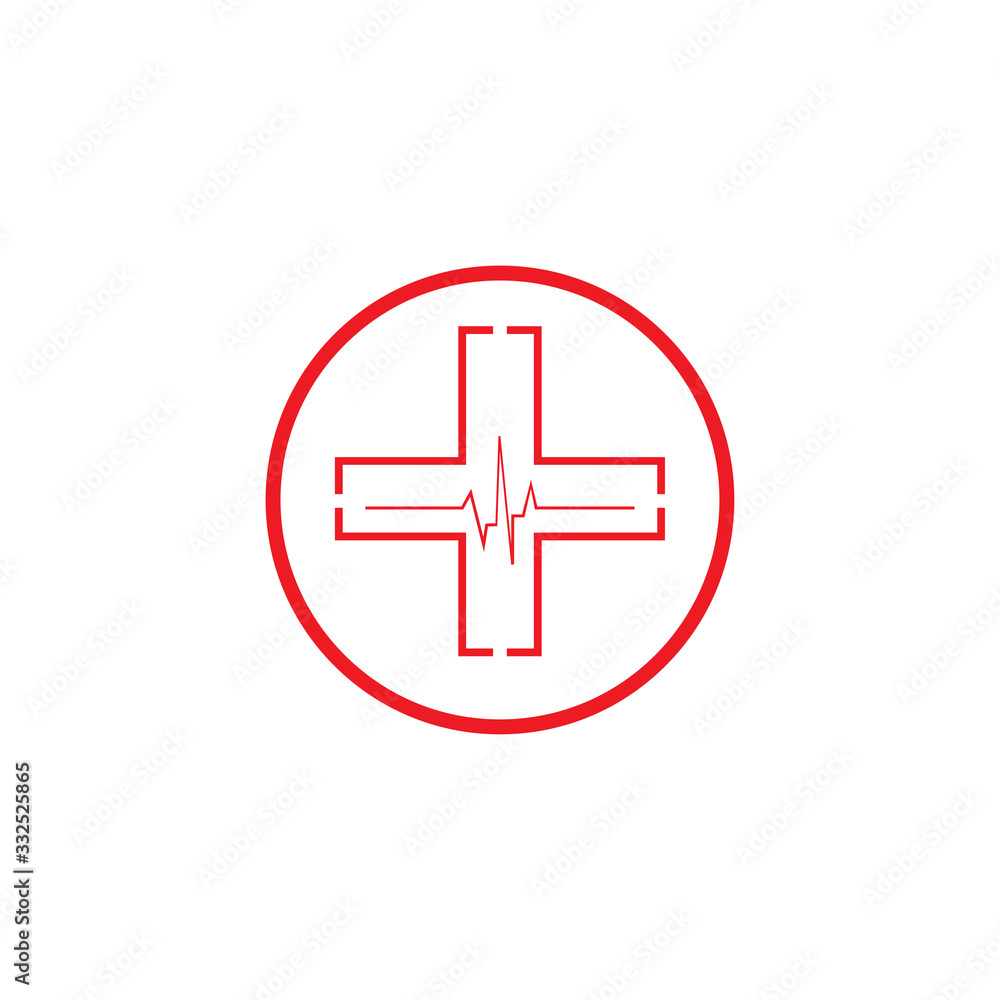 Icon red medical cross on white background.vector Icon red medical cross on white background.vector