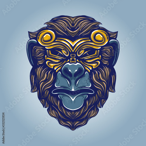 monkey with gold mask