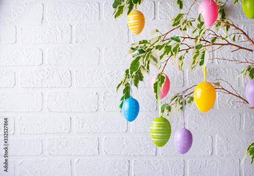 Photography Traditional Easter tree with eggs