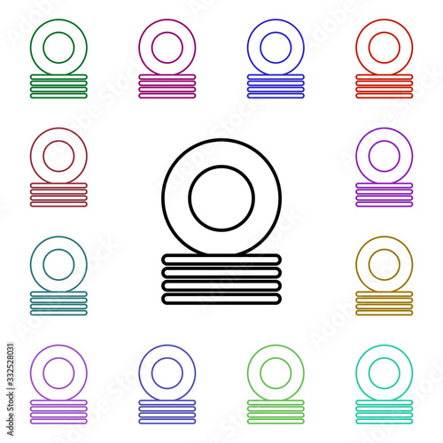Dishes line multi color style icon. Simple thin line, outline vector of home things icons for ui and ux, website or mobile application