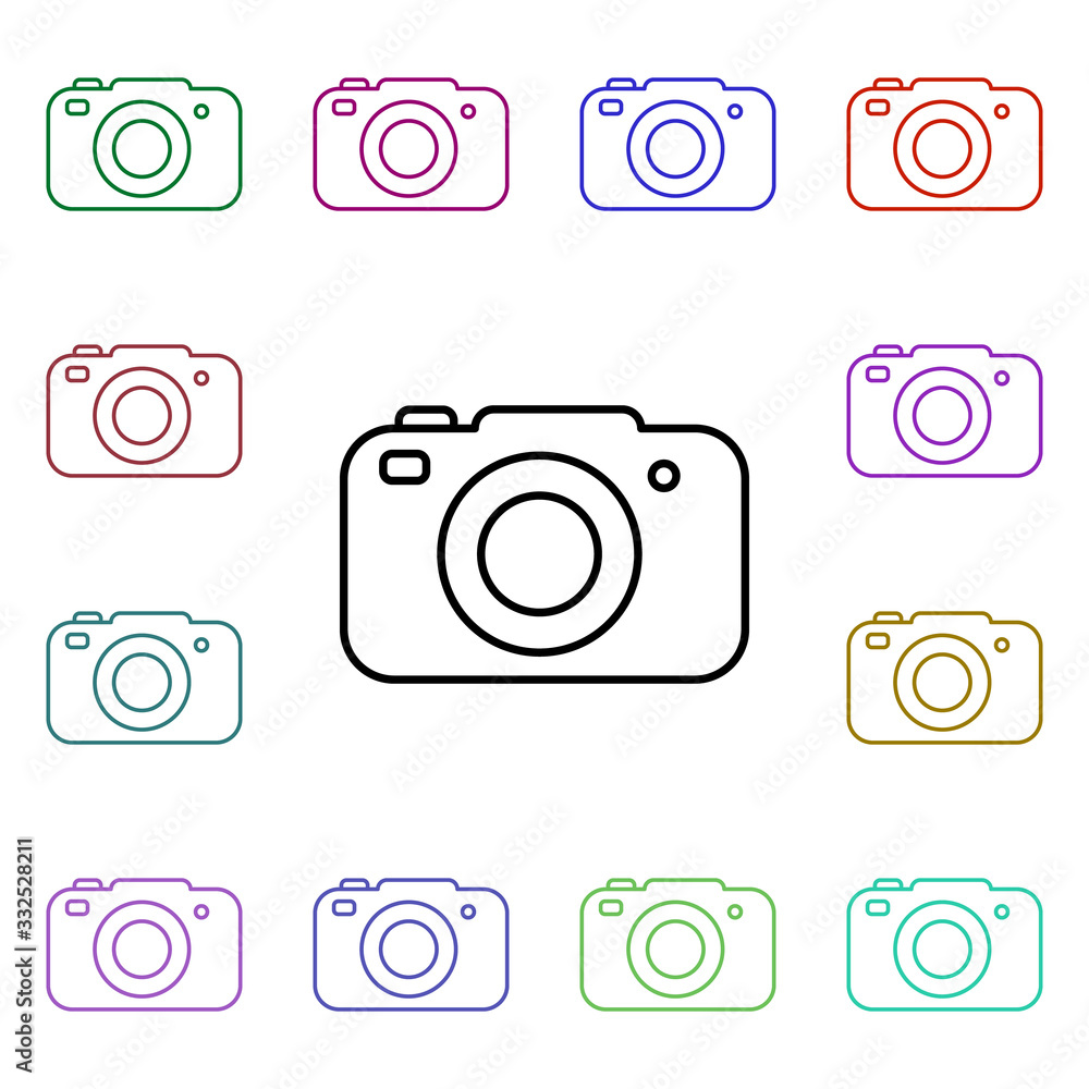 Camera line multi color style icon. Simple thin line, outline vector of home things icons for ui and ux, website or mobile application