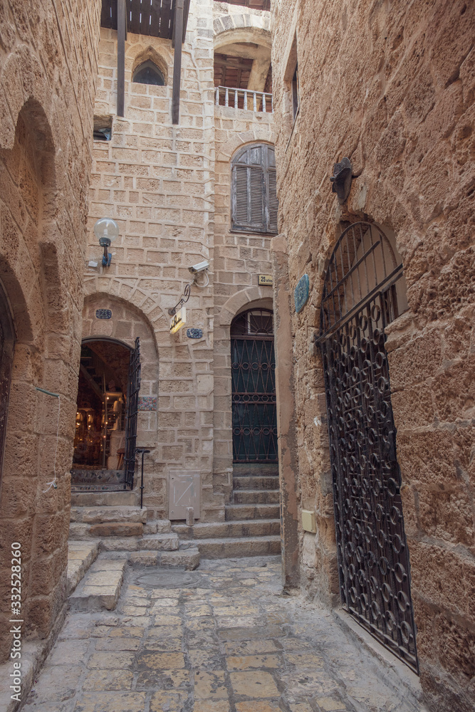Naklejka premium Narrow Alley in Old Jaffa, Israel