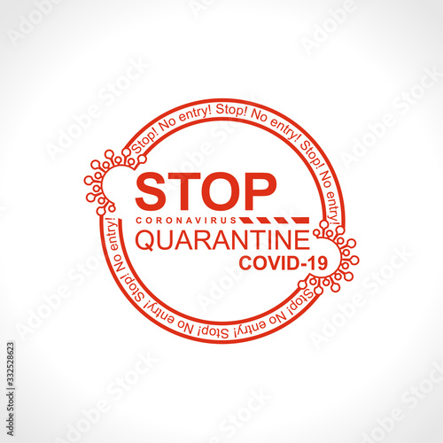 Coronavirus. COVID-19. Big red warning round stamp biological hazard risk logo symbol. Vector information banner.