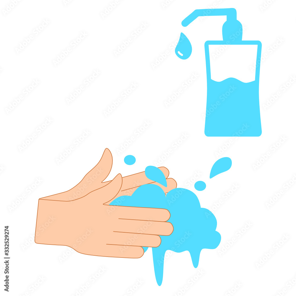 ector illustration of washing hands. Washing hands with soap vector sign ector illustration of washing hands. Washing hands with soap vector sign