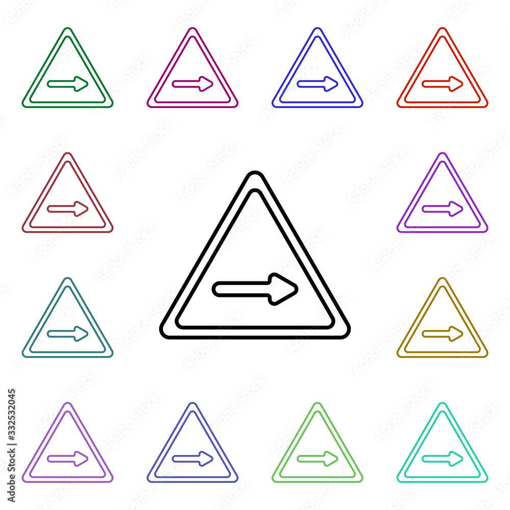 Traffic sign in the right multi color style icon. Simple thin line, outline vector of road sign icons for ui and ux, website or mobile application Traffic sign in the right multi color style icon. Simple thin line, outline vector of road sign icons for ui and ux, website or mobile application