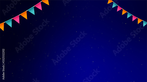 Night background with flags garlands