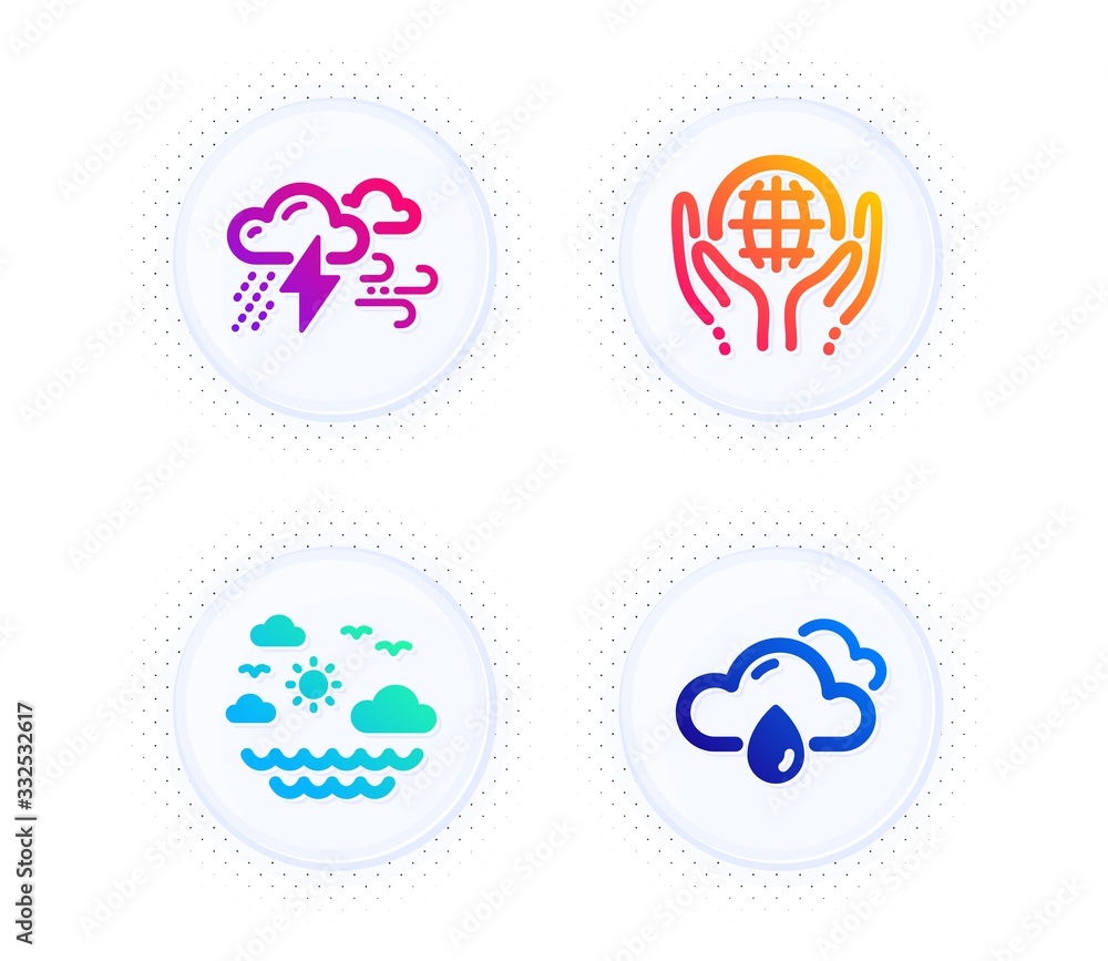 Organic tested, Travel sea and Bad weather icons simple set. Button with halftone dots. Rainy weather sign. Safe nature, Summer holidays, Clouds. Rain. Nature set. Vector Organic tested, Travel sea and Bad weather icons simple set. Button with halftone dots. Rainy weather sign. Safe nature, Summer holidays, Clouds. Rain. Nature set. Vector