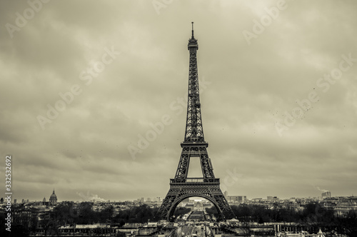Metallic Eiffel Tower landscape in Paris France © shams Faraz Amir