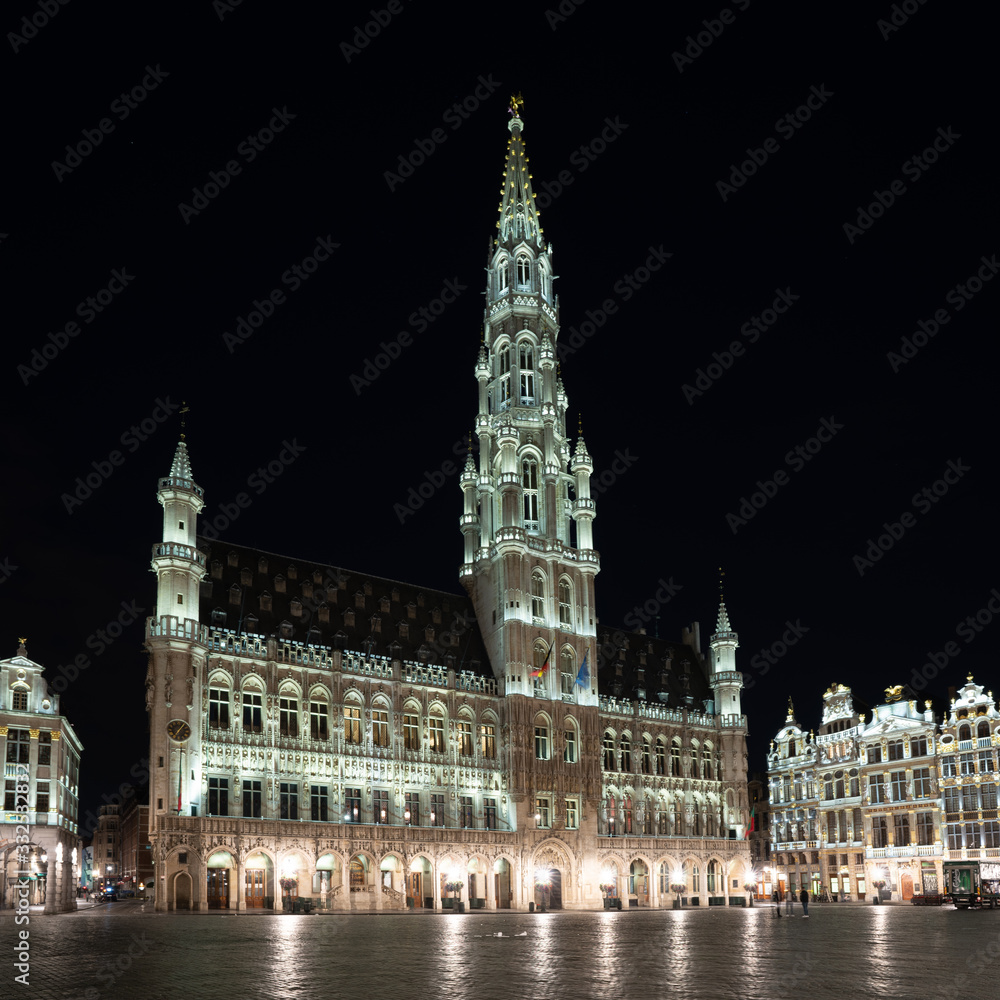 The Grand Place at night in Brussels