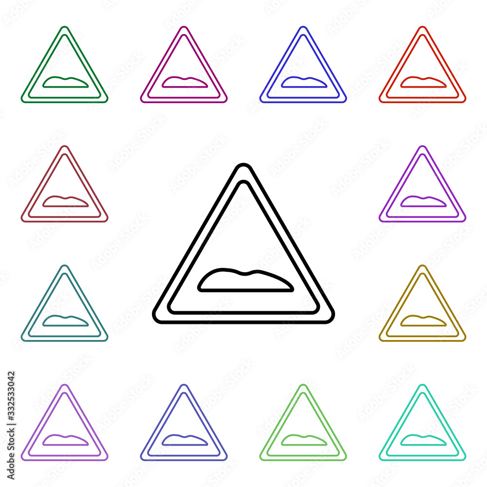 Sign artificial unevenness multi color style icon. Simple thin line, outline vector of road sign icons for ui and ux, website or mobile application Sign artificial unevenness multi color style icon. Simple thin line, outline vector of road sign icons for ui and ux, website or mobile application