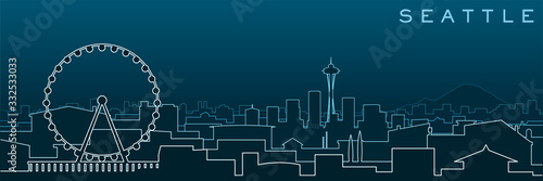 Seattle Multiple Lines Skyline and Landmarks