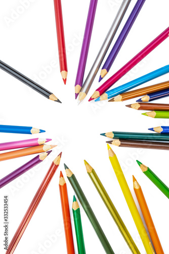 Color pencils isolated on white background, back to shool © Lukas Kozlik