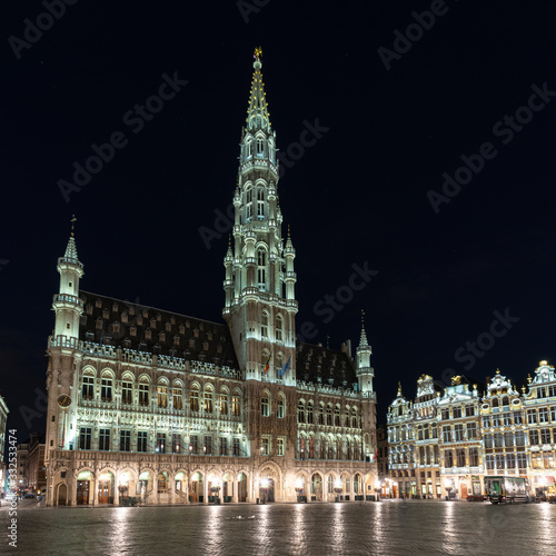 The Grand Place at night in Brussels
