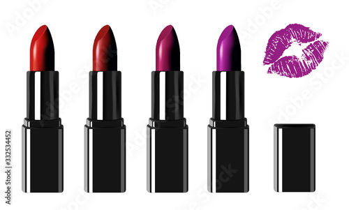 Colored vector lipstick set 