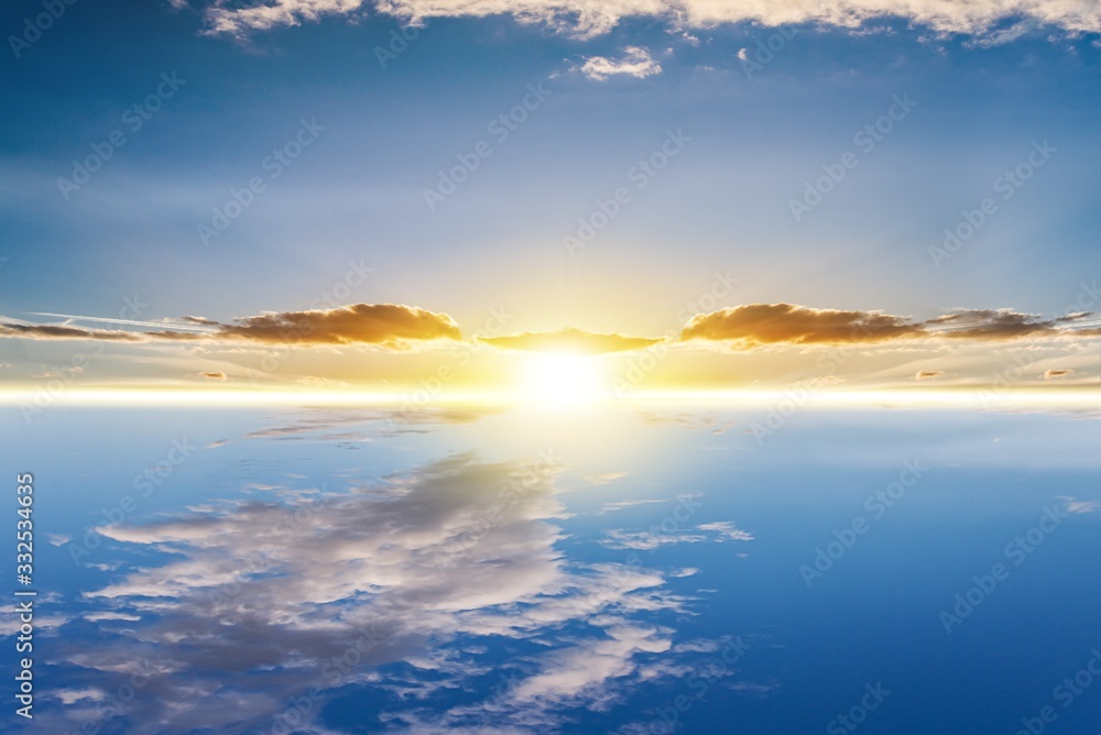 Fototapeta premium Beautiful heavenly landscape with the sun in the clouds .