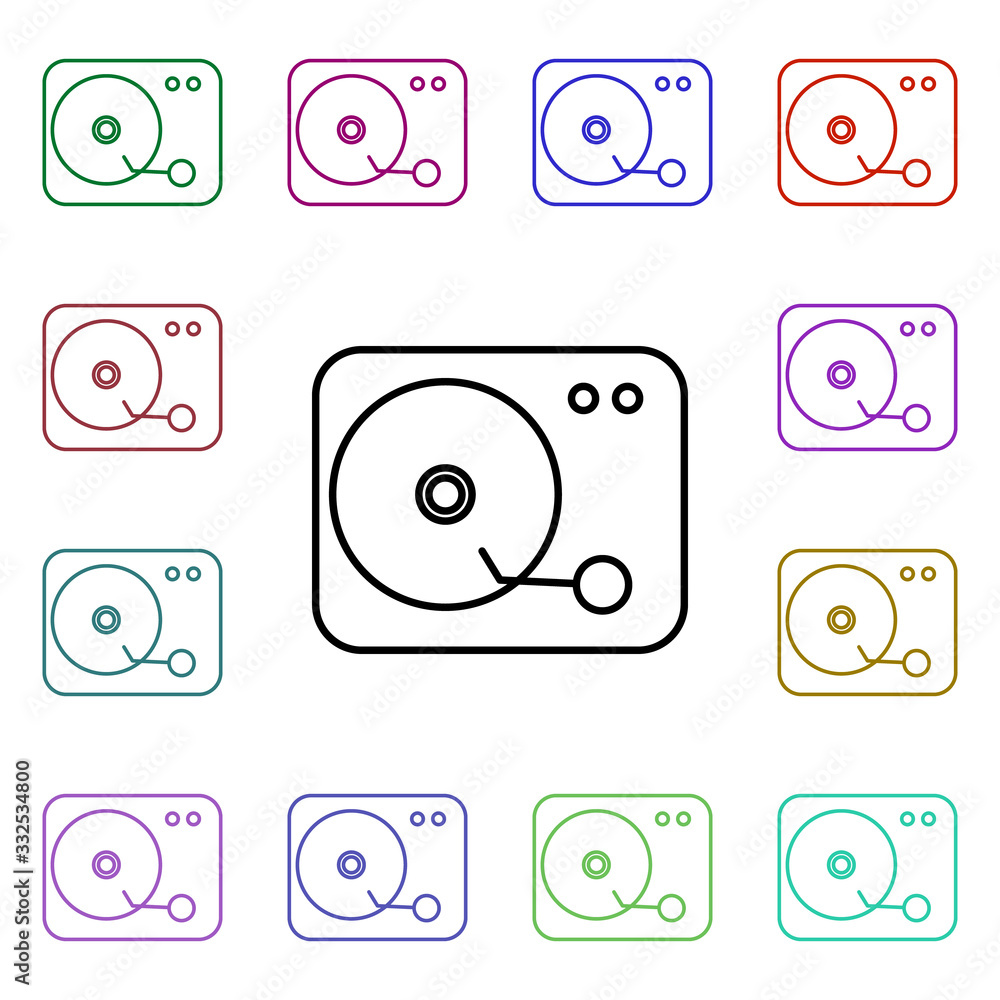 Gramophone multi color style icon. Simple thin line, outline vector of technology icons for ui and ux, website or mobile application Gramophone multi color style icon. Simple thin line, outline vector of technology icons for ui and ux, website or mobile application