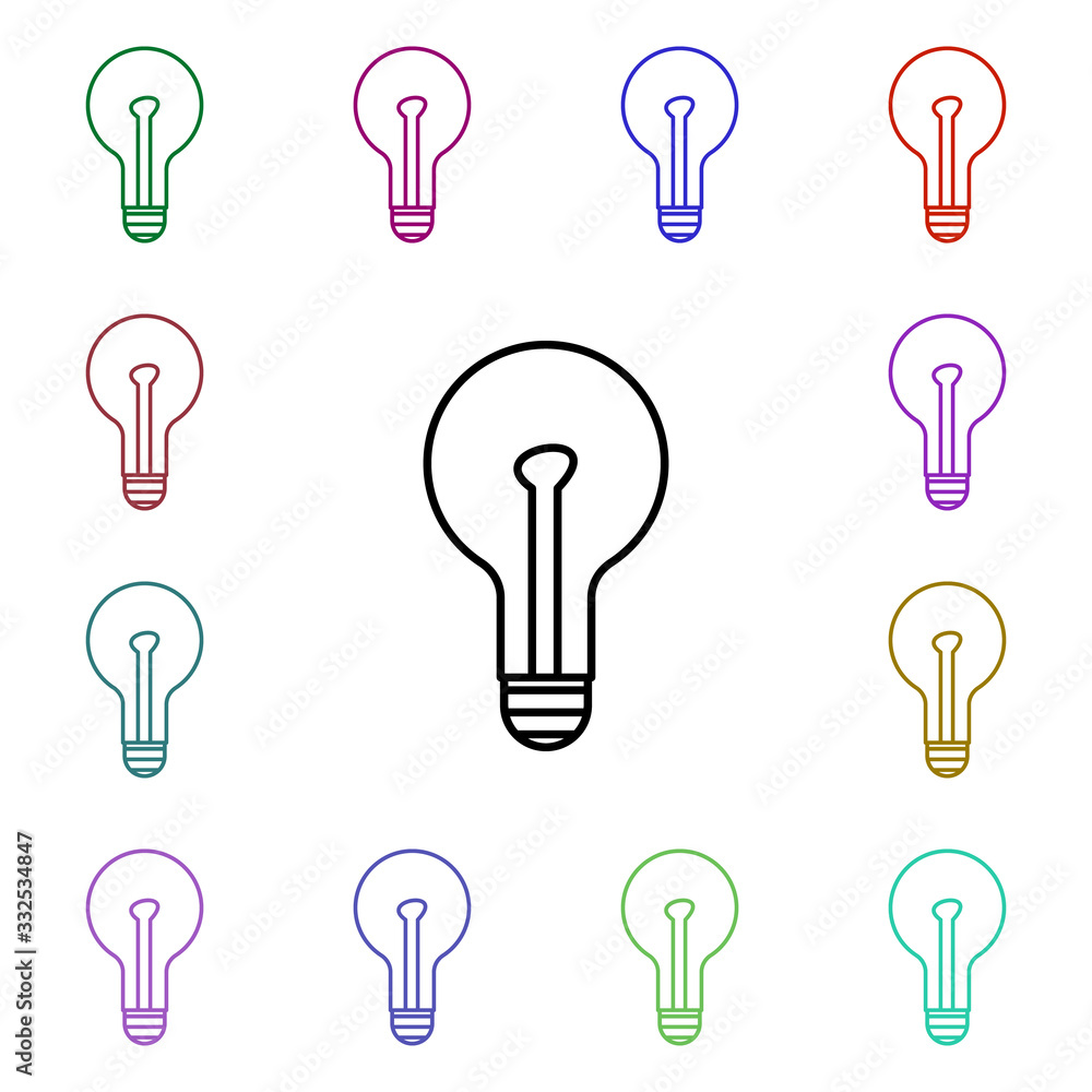 Bulb multi color style icon. Simple thin line, outline vector of technology icons for ui and ux, website or mobile application Bulb multi color style icon. Simple thin line, outline vector of technology icons for ui and ux, website or mobile application
