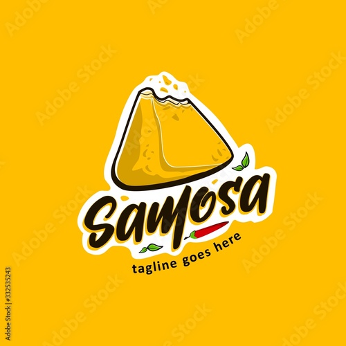 samosa logo design inspiration . samosa logo design template . modern yellow samosa logo