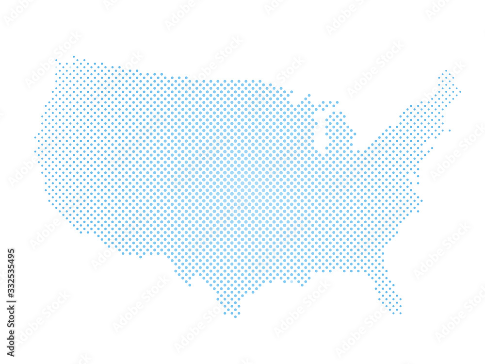 Obraz premium United States of America. Dotted halftone map of USA. Simple flat vector illustration