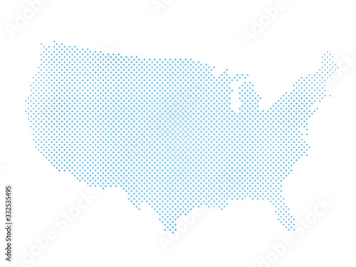 United States of America. Dotted halftone map of USA. Simple flat vector illustration