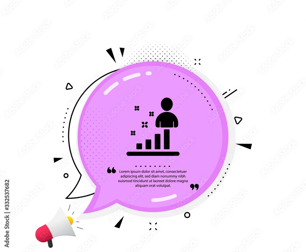 Stats icon. Quote speech bubble. Business management sign. Best employee symbol. Quotation marks. Classic stats icon. Vector Stats icon. Quote speech bubble. Business management sign. Best employee symbol. Quotation marks. Classic stats icon. Vector