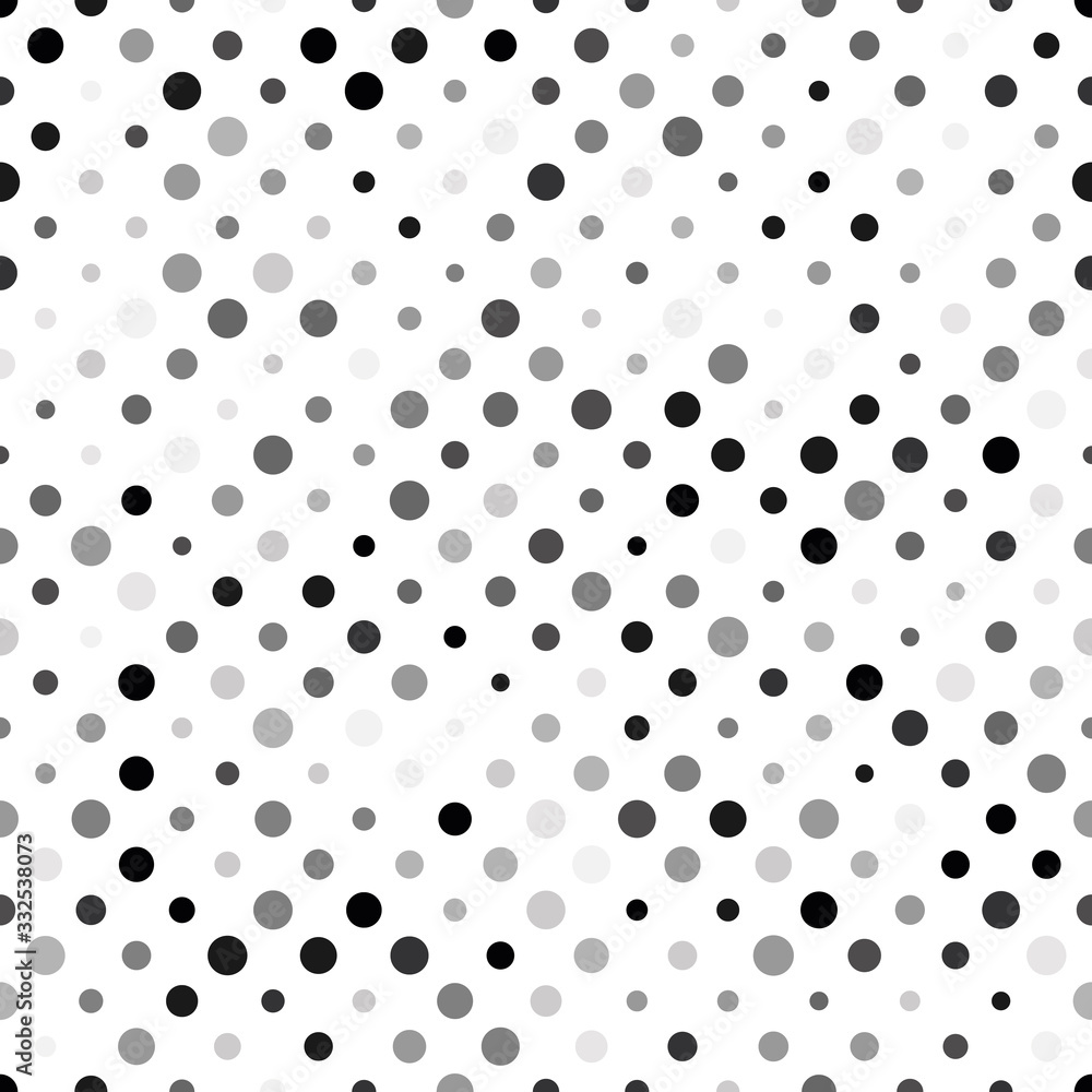 Seamless polka dot pattern. Grey dots in random sizes on white background. Vector illustration Seamless polka dot pattern. Grey dots in random sizes on white background. Vector illustration