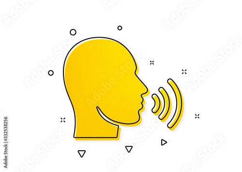 Talk sign. Human sing icon. Person speak symbol. Yellow circles pattern. Classic human sing icon. Geometric elements. Vector