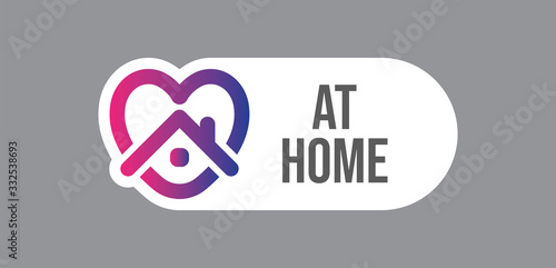 Stay at home symbol. Heart and house pictogram for #stayhome social media campaign. Self isolation emblem for quarantine times.