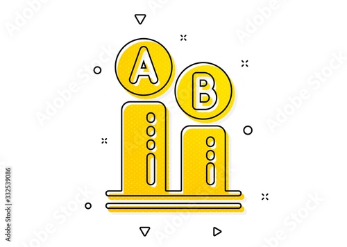 Ui test chart sign. Ab testing icon. Yellow circles pattern. Classic ab testing icon. Geometric elements. Vector