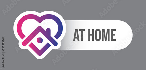 Stay at home symbol. Heart and house pictogram for #stayhome social media campaign. Self isolation emblem for quarantine times.