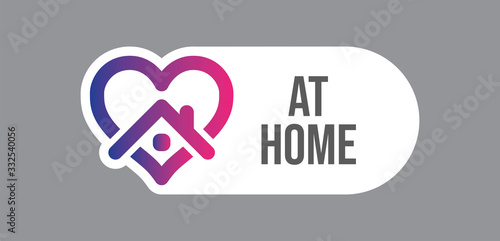Stay at home symbol. Heart and house pictogram for #stayhome social media campaign. Self isolation emblem for quarantine times.
