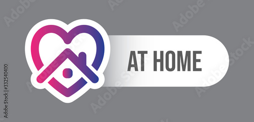 Stay at home symbol. Heart and house pictogram for #stayhome social media campaign. Self isolation emblem for quarantine times.