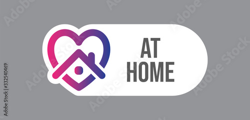 Stay at home symbol. Heart and house pictogram for #stayhome social media campaign. Self isolation emblem for quarantine times.