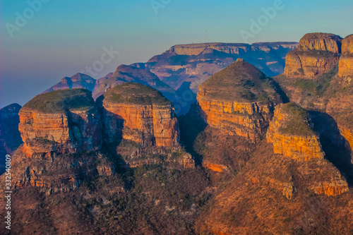 Picturesque blyde river canyon and three rondavels in Panarama r