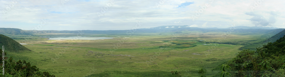 Panoramic view of Ngorongoro Crater, Tanzania Panoramic view of Ngorongoro Crater, Tanzania