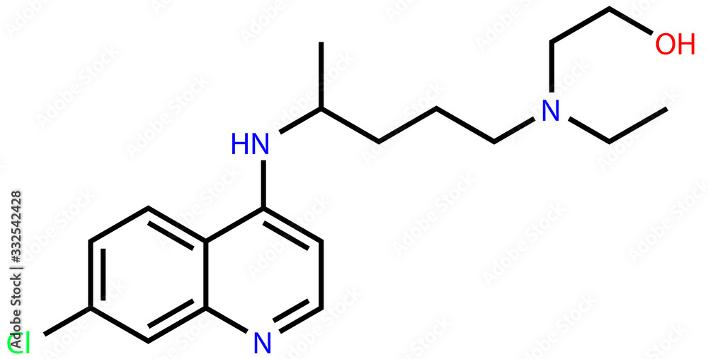 Structural formula of Hydroxychloroquine, a perspective drug against the COVID-19 coronavirus disease and malaria Structural formula of Hydroxychloroquine, a perspective drug against the COVID-19 coronavirus disease and malaria