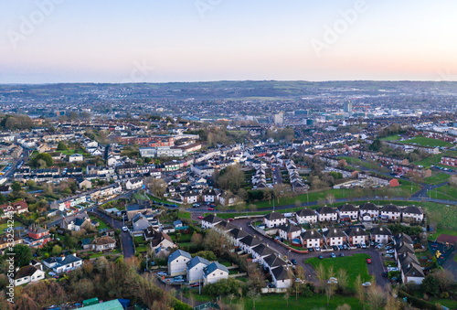 Fototapeta Naklejka Na Ścianę i Meble -  Beautiful scene amazing view aerial drone landscape Cork Ireland urban city center area irish landmark 