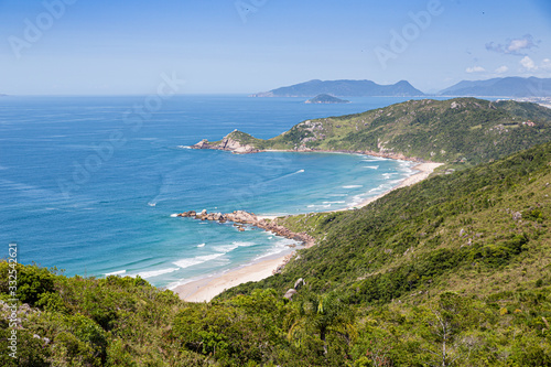 A view of Praia Mole (Mole beach) and Galheta - popular beachs in Florianopolis, Brazil