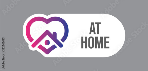 Stay at home symbol. Heart and house pictogram for #stayhome social media campaign. Self isolation emblem for quarantine times.