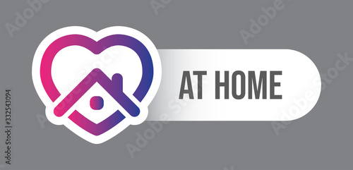 Stay at home symbol. Heart and house pictogram for #stayhome social media campaign. Self isolation emblem for quarantine times.