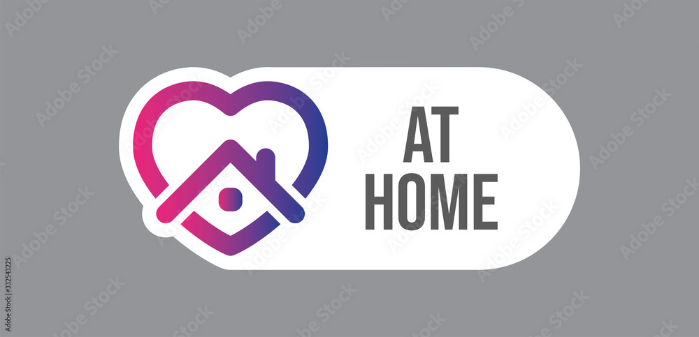 Stay at home symbol. Heart and house pictogram for #stayhome social media campaign. Self isolation emblem for quarantine times. Stay at home symbol. Heart and house pictogram for #stayhome social media campaign. Self isolation emblem for quarantine times.